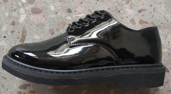 Cow Leather Black Shiny Formal Shoes Rubber Outsole Army Officer Shoes