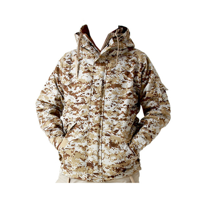 Dewasa Jaket Taktis Pria Windproof Kamuflase Stand Collar Polyester Serat Dengan Zipper