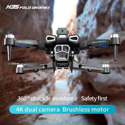 Profesional 4K HD ESC Dual Camera Mini Drone H35 aliran optik tanpa sikat WIFI Quadcopter Hindaran menghindari remote
