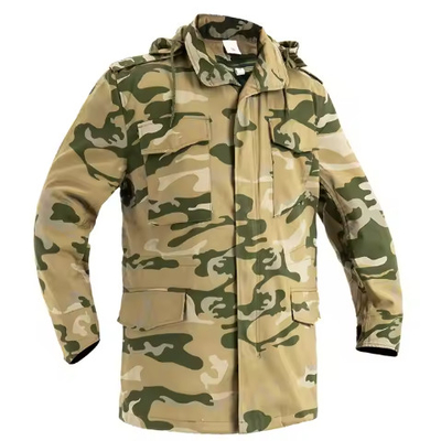 T65/C35 Kain Solid Pria Militer Taktis Jaket lengan panjang dan celana dengan split kulit