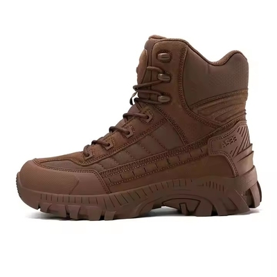 Boots kulit tahan lama untuk hiking di luar ruangan Boots kulit bernafas pria Safety Camo Style Boots untuk latihan tempur dan olahraga di luar ruangan