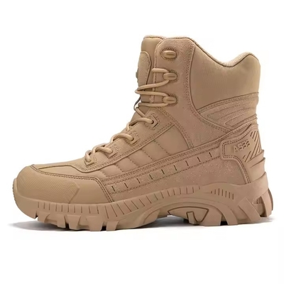 Boots kulit tahan lama untuk hiking di luar ruangan Boots kulit bernafas pria Safety Camo Style Boots untuk latihan tempur dan olahraga di luar ruangan