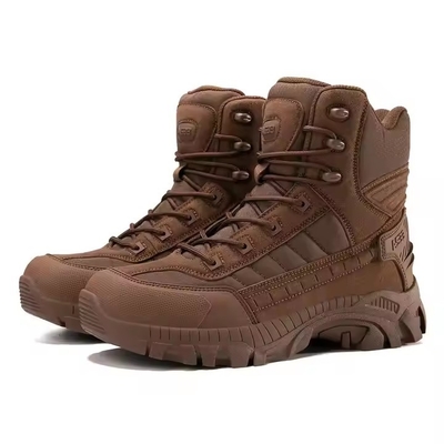 Boots kulit tahan lama untuk hiking di luar ruangan Boots kulit bernafas pria Safety Camo Style Boots untuk latihan tempur dan olahraga di luar ruangan