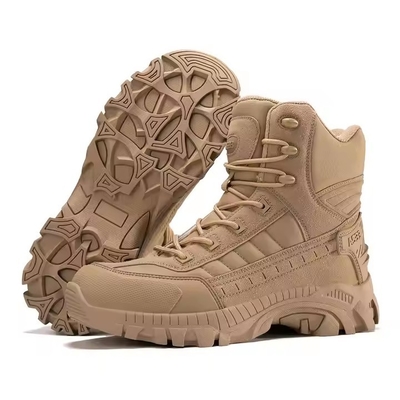 Boots kulit tahan lama untuk hiking di luar ruangan Boots kulit bernafas pria Safety Camo Style Boots untuk latihan tempur dan olahraga di luar ruangan