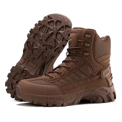 Boots kulit tahan lama untuk hiking di luar ruangan Boots kulit bernafas pria Safety Camo Style Boots untuk latihan tempur dan olahraga di luar ruangan