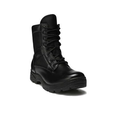 Hitam Outdoor PU Karet Outsole Tinggi Sepatu Atas Taktis Kulit Sepatu Tempur Untuk Pria