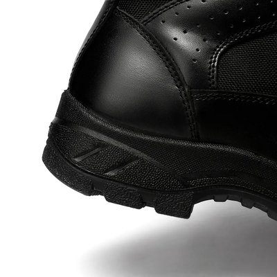 Hitam Outdoor PU Karet Outsole Tinggi Sepatu Atas Taktis Kulit Sepatu Tempur Untuk Pria