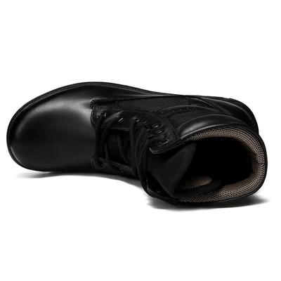 Hitam Outdoor PU Karet Outsole Tinggi Sepatu Atas Taktis Kulit Sepatu Tempur Untuk Pria