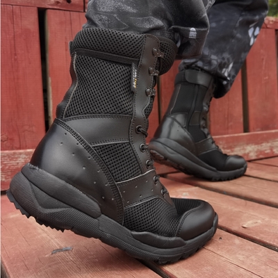 Ultralight Combat Boots Bernafas Hitam Berwarna Pasir Tinggi Top Mesh Combat Boots Oversized Boots
