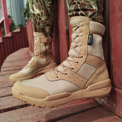 Ultralight Combat Boots Bernafas Hitam Berwarna Pasir Tinggi Top Mesh Combat Boots Oversized Boots
