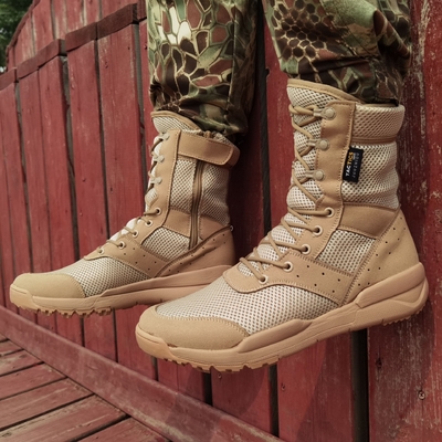 Ultralight Combat Boots Bernafas Hitam Berwarna Pasir Tinggi Top Mesh Combat Boots Oversized Boots