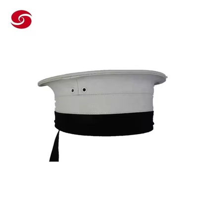 Perlengkapan Taktis Luar Ruangan yang Disesuaikan dengan Bahan Poliester / Katun Topi Parade Petugas Putih