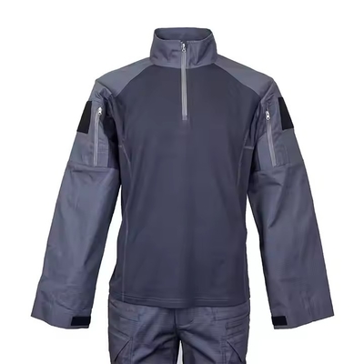 Setelan Taktis Zippered Multi-pocket dalam warna Biru Gelap dengan Logo Disesuaikan