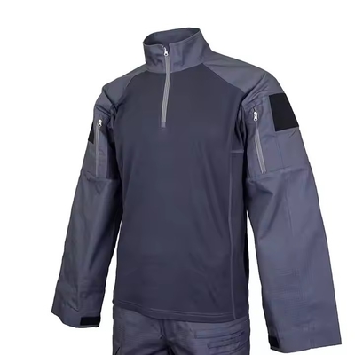 Setelan Taktis Zippered Multi-pocket dalam warna Biru Gelap dengan Logo Disesuaikan
