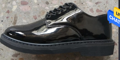 Sepatu Formal Kulit Sapi Hitam Mengkilap Outsole Karet Sepatu Perwira Tentara