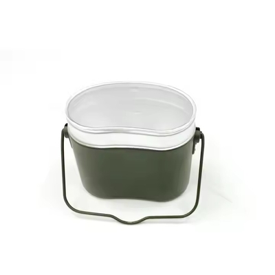 Kantin Taktis Olive Green Aluminium Kettle 3 Piece Lunch Box Peralatan Taktis Luar Ruangan