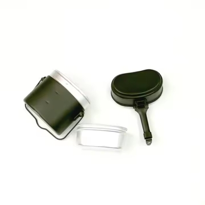 Kantin Taktis Olive Green Aluminium Kettle 3 Piece Lunch Box Peralatan Taktis Luar Ruangan
