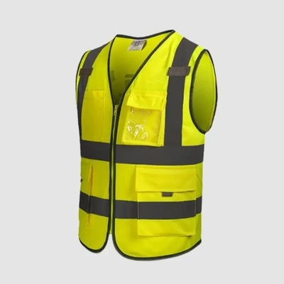 Jaket Visibilitas Tinggi Pakaian Kerja Jaket Keamanan Reflektif Dengan Reflektor untuk Keselamatan Tempat Kerja Jalan