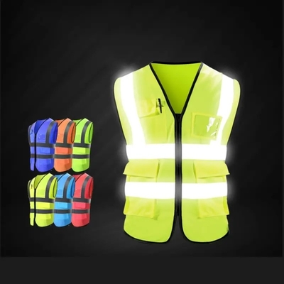 Jaket Visibilitas Tinggi Pakaian Kerja Jaket Keamanan Reflektif Dengan Reflektor untuk Keselamatan Tempat Kerja Jalan