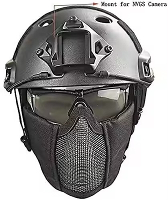 Helm Taktis Dikombinasikan Dengan Perlindungan Telinga Lipat Half Face Mesh Mask And Glass Set