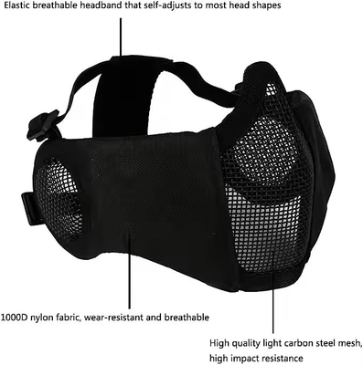 Helm Taktis Dikombinasikan Dengan Perlindungan Telinga Lipat Half Face Mesh Mask And Glass Set