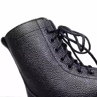 Sepatu Taktis Seragam yang Disesuaikan Sepatu Kulit Hitam dengan Geinuen Sepatu Latihan Kulit Hitam