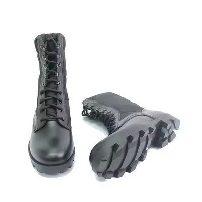 Hitam Full Grain Boots Kulit Keamanan Karet Hard Soled PU Kulit Asli Outdoor Boots untuk pria