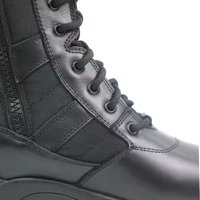 Hitam Full Grain Boots Kulit Keamanan Karet Hard Soled PU Kulit Asli Outdoor Boots untuk pria