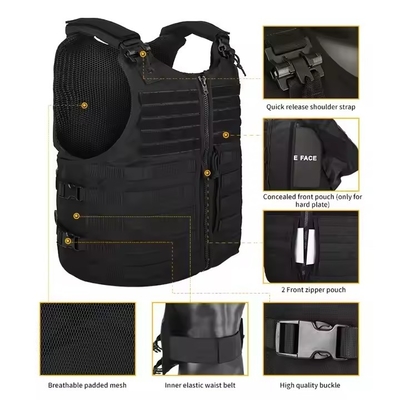 Jaket Taktis Pabrik Oxford Pria Hitam Pelatihan Jaket Perburuan Molle Plat Pembawa Jaket Tugas Taktis